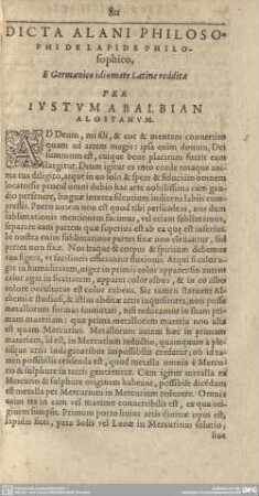 Dicta Alani Philosophi de Lapide Philosophico.
