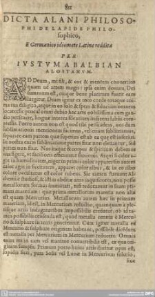 Dicta Alani Philosophi de Lapide Philosophico.