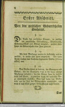 Erster Abschnitt. Von den weiblichen Guburtstheilen überhaupt