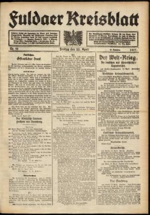 Ausgabe vom Freitag, den 20. April 1917.