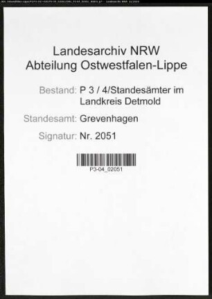 Sterberegister Standesamt Grevenhagen