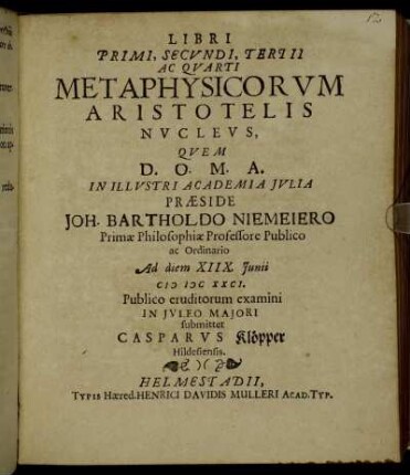 Libri Primi, Secundi, Tertii Ac Quarti Metaphysicorum Aristotelis Nucleus