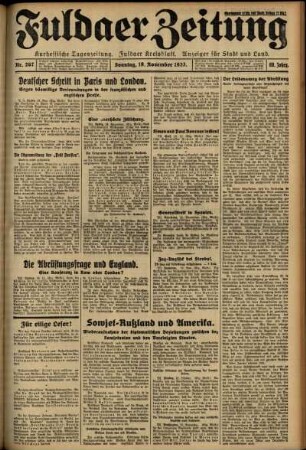 Erste Ausgabe vom Sonntag, den 19. November 1933.