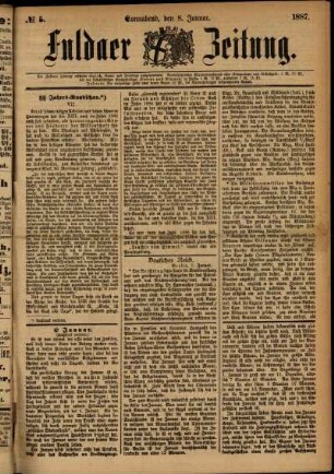 Ausgabe vom Samstag, den 08. Januar 1887.