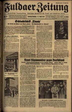 Ausgabe vom Samstag, den 01. April 1939.