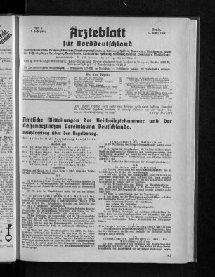 Amtliche Mitteilungen der Reichsärztekammer und der kassenärztlichen Vereinigung Deutschlands