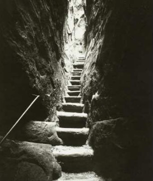 Sächsische Schweiz, Hockstein, Wolfsschlucht mit Holztreppe