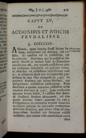 Caput XV. De Actionibus et judiciis feudalibus.
