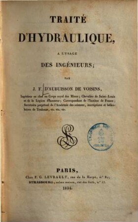 Traité d'hydraulique : à l'usage des ingénieurs