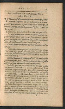 De Localitate & Loco Corporis Naturalis, Cap. VI.