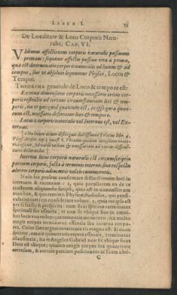 De Localitate & Loco Corporis Naturalis, Cap. VI.