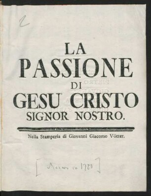 La Passione Di Gesu Cristo Signor Nostro