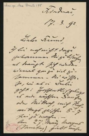 Brief an Philipp Spitta : 17.03.1892
