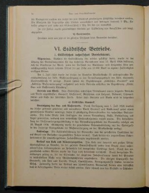 VI. Städtische Betriebe.