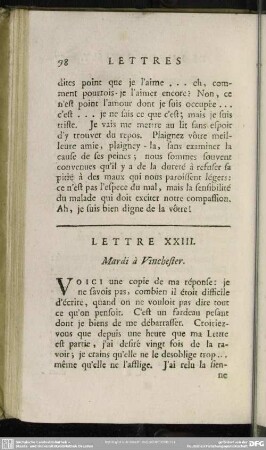Lettre XXIII. Mardi à Vinchester