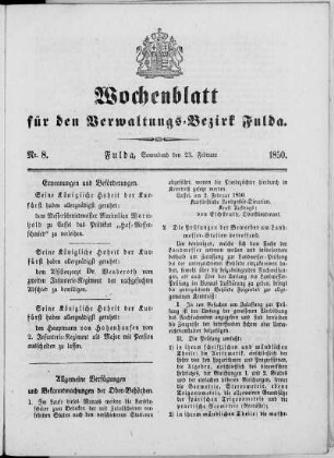 Nr. 8, Ausgabe vom 23. Februar 1850