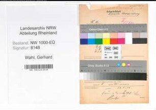 Entnazifizierung Gerhard Wahl, geb. 27.11.1914 (Steuerinspektor)