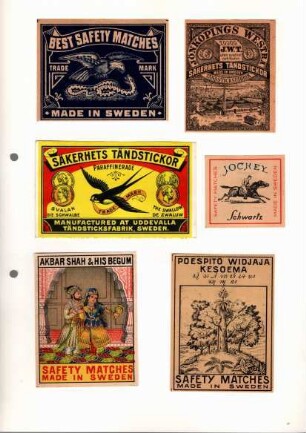 Streichholzetiketten aus Schweden und Frankreich