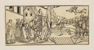 Spielerische Szenerie mit fliegendem Mann