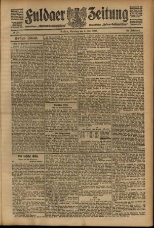 Erste Ausgabe vom Samstag, den 04. Juli 1908.