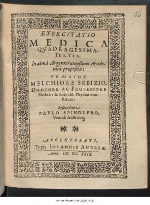Exercitatio Medica Quadragesimatertia