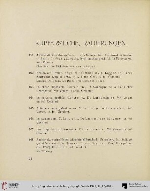 Kupferstiche, Radierungen (Nr. 161-186)