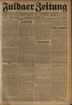 Zweite Ausgabe vom Donnerstag, den 28. Januar 1915.