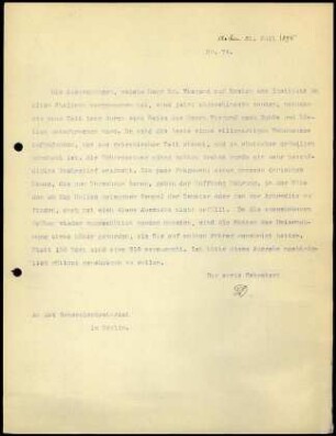 Bericht des ersten Sekretars an das General-Sekretariat