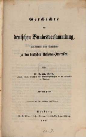 Geschichte der deutschen Bundesversammlung, insbesondere ihres Verhaltens zu den deutschen National-Interessen. 2