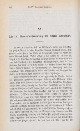 246-256 Die IV. Generalversammlung der Görres-Gesellschaft
