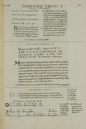 Tab. XII. Scripturae Saeculi X