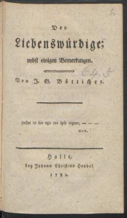 Der Liebenswürdige : nebst einigen Bemerkungen