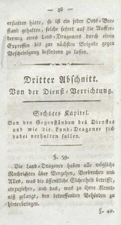 Dritter Abschnitt. Von der Dienst-Verrichtung.