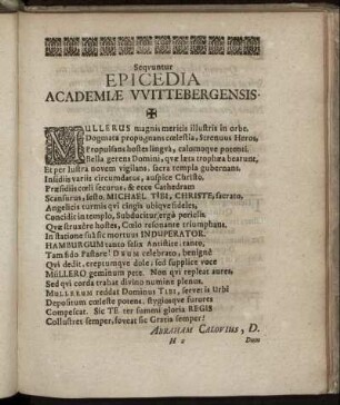 Sequuntur Epicedia Academiae Wittebergensis