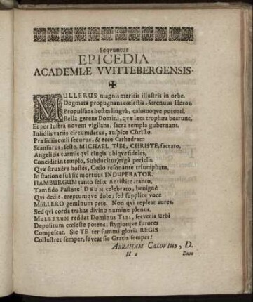 Sequuntur Epicedia Academiae Wittebergensis