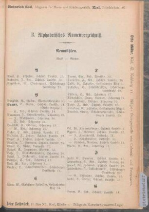 B. Alphabetisches Namenverzeichniß.