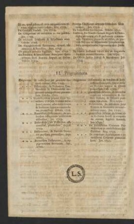 II. Programmata.