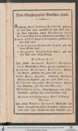 Vom Großherzoglich-Badischen Hause.