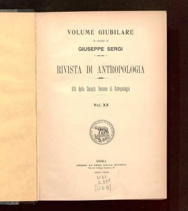 Volume giubilare in onore di Giuseppe Sergi