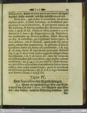 Caput IV. Von Succession der Eigenbehörigen