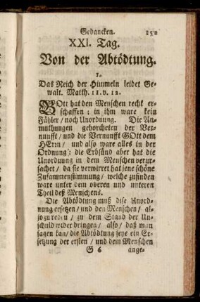XXI. Tag. Von der Abtödtung. - XXII. Tag. Erste Beweg-Ursach der Abtödtung.