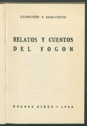 Relatos y cuentos del fogón