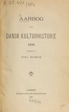 Aarbog for dansk kulturhistorie. 1896