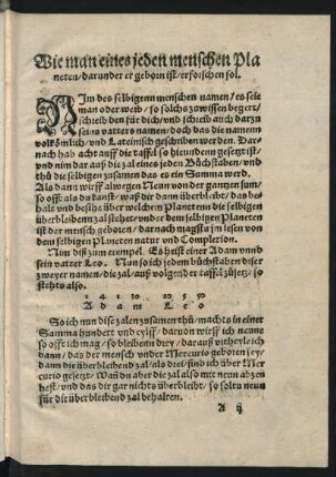 Wie man eines jeden menschen Planeten/ darunder er geborn ist/ erforschen sol.