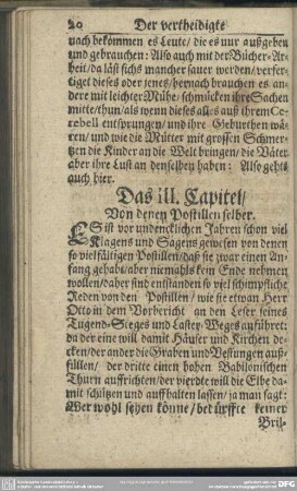 Das III. Capitel, Von denen Postillen selber