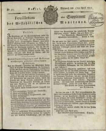 No. 31, Mittwoch den 17ten April 1811