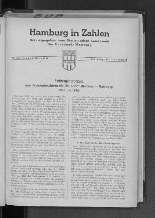 Verbraucherpreise und Preisindexziffern für die Lebenshaltung in Hamburg 1948 bis 1950