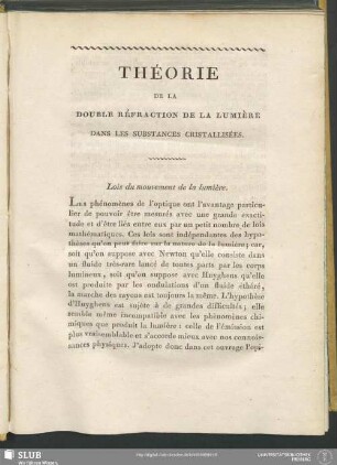 Lois du mouvement de la lumière