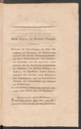 Große Sitzung des National-Theaters.
