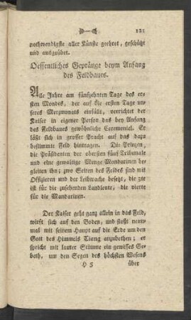 Oeffentliches Gepränge beym Anfang des Feldbaues